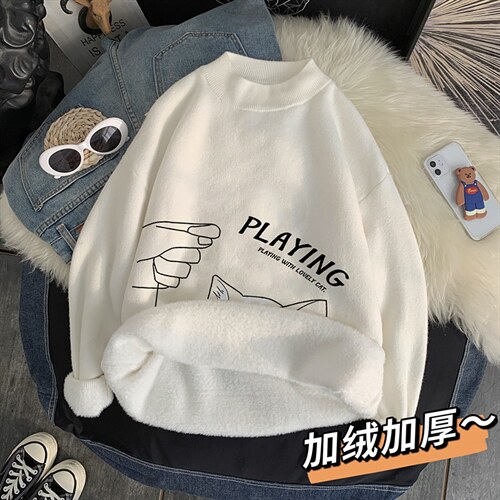 M18129-P45 加绒款-P65半高领毛衣男士大码针织衫男毛线衣男图片
