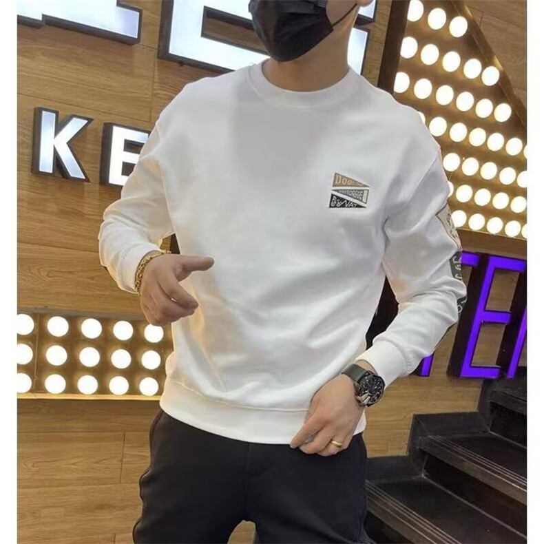 2025网红高端卫衣男秋季新款潮流长袖打底衫男士印花圆领百搭上衣,男装T恤,星座506A