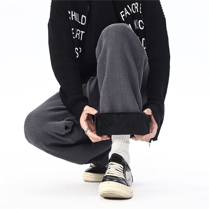 雪尼尔人字纹休闲裤子男冬季加绒高个子KZ090加长-KZ090加长加绒,男装卫衣,电商B312