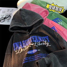 直播品质500克重磅潮牌美式做旧炒雪花水洗加绒卫衣H1355特P65，男装卫衣，电商A486