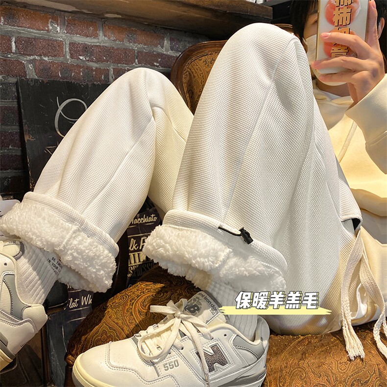 抖音品质潮冬季加绒加厚宽松抽绳束脚休闲裤B315-K5431J-P55控68，男装休闲裤，电商B315