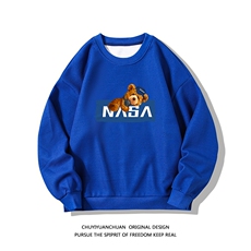 NASA华夫格卫衣圆领卫衣长袖t恤男外套白底HW76247-P30加绒款P40，男装卫衣，电商A040A