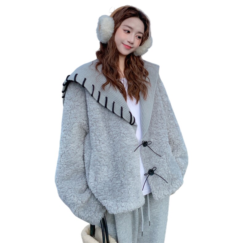 新款2026冬季新款韩系针织领毛毛外套7829-P220-K328,女装短外套,2C057