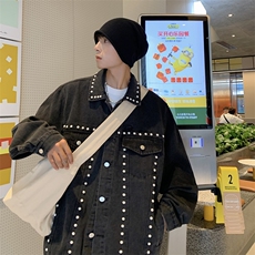 牛仔外套男韩版潮流高街帅气2023秋冬季新款ins宽松外套W3593-P61，男装大码男装，星座412-2