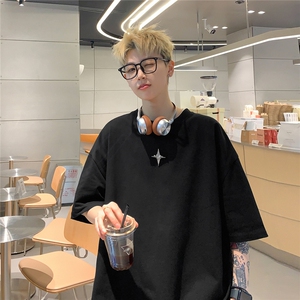 港风可拆卸四芒星多色短袖T恤男DT77783P16块特价：供抖音视频图片