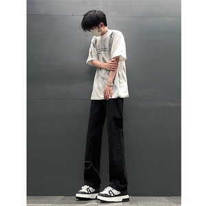 现货 夏季显瘦破洞设计感宽松直筒高街薄款休闲牛仔裤K5802-特P35图片