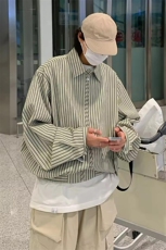 设计感拉链衬衫外套小众条纹冷淡系衬衣夹克JK009特P65，男装夹克，星座908-1