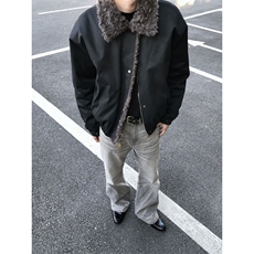 1506-1/MS50471/P88短款棉服狼毛哈灵顿棉服环保毛领夹克外套男女，男装夹克，星座1506-1