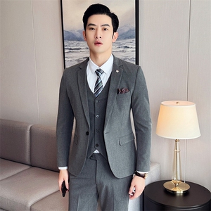 2025新款男士商务休闲西服套装三件套1818-P210图片