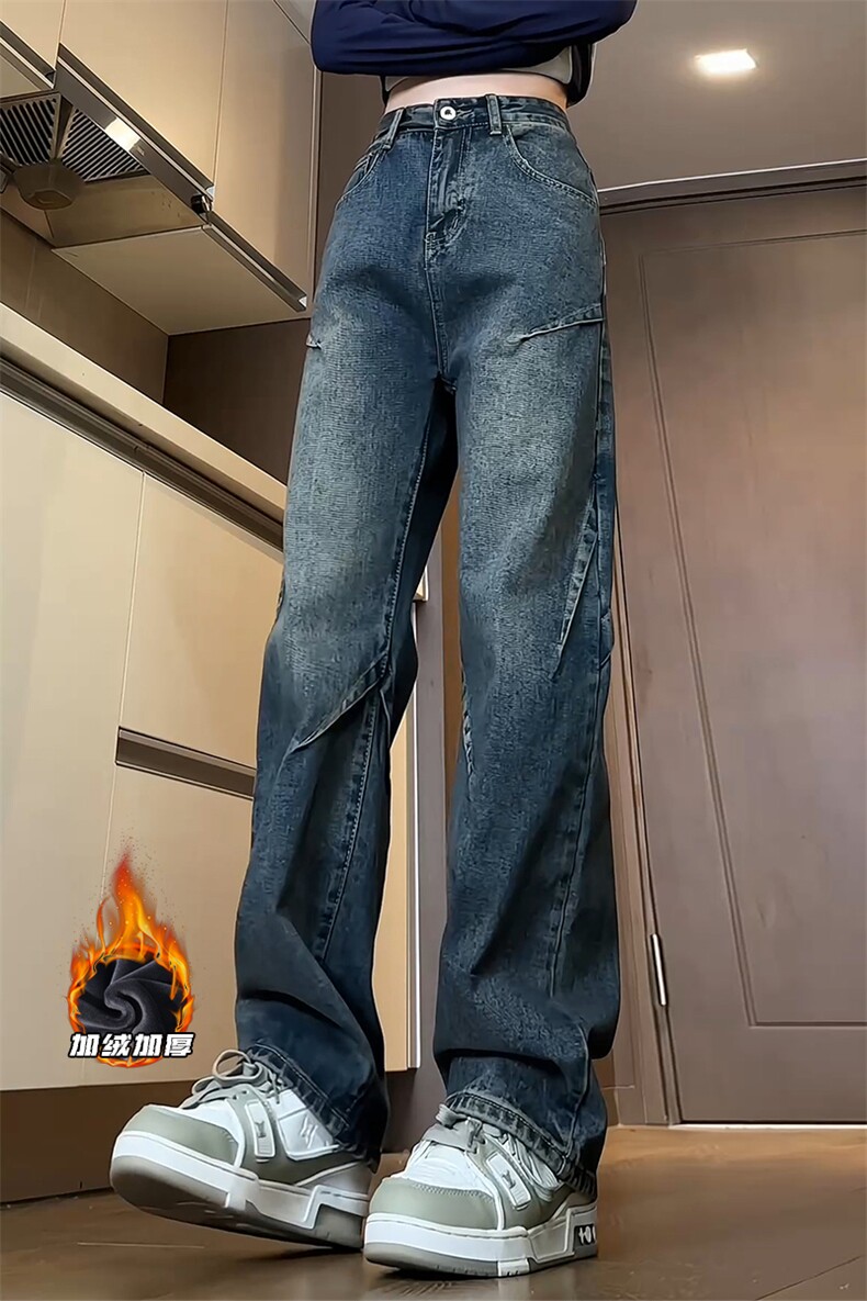 2024GK24124加绒女模大码美式直筒牛仔裤M-5XGK24995-特P50,男装牛仔裤,电商A022
