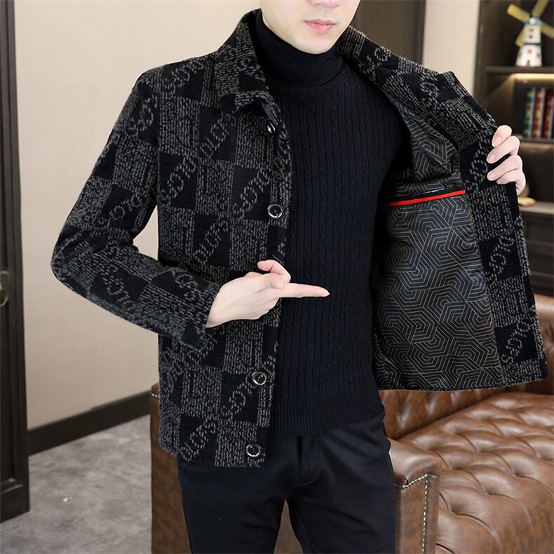 冬季新款高品质男士加棉加厚潮流修身翻领毛呢外套D69P135控228,男装毛呢大衣,电商B226