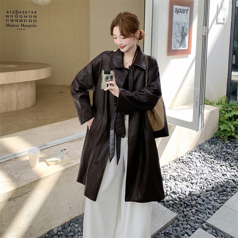 有货红色长款皮衣外套5221P165K238,女装皮衣,2C176