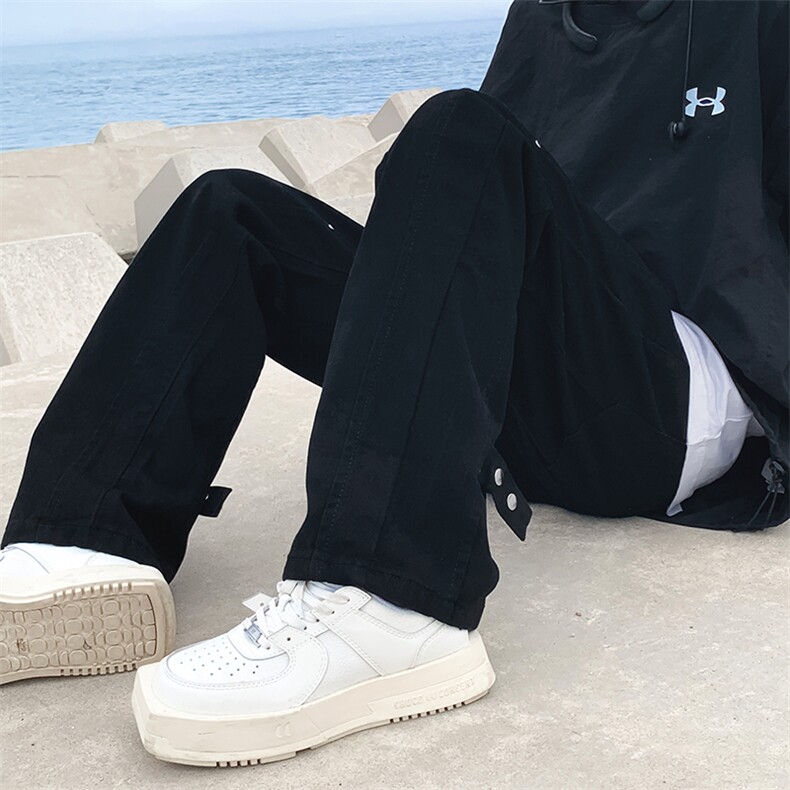 高街vibe风黑色弯刀牛仔裤男款修身显瘦微喇直筒裤N7808，男装牛仔裤，星座1116A-1（原606A）