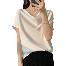 短袖女夏季2024新款潮宽松大码套头女装上衣服，女装衬衫，绒宛羊绒