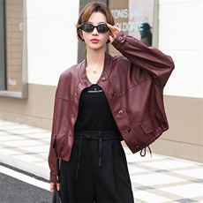 跑量款皮衣外套女工装上衣2024秋新款短款机车服夹克立领机车服潮，女装皮衣，江南女神