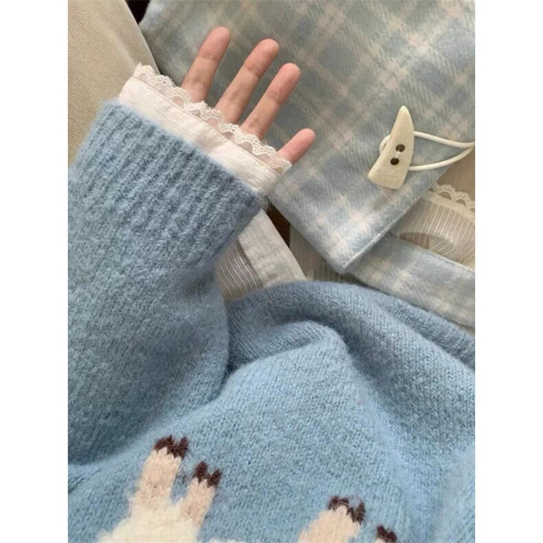 MM129-P68美式可爱羊羔图针织圆领长袖毛衣学生软糯宽松上衣,针织衫/毛衣,星座617A-2
