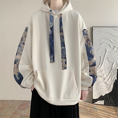 wassuphappy新中式小熊刺绣连帽卫衣男款春秋季潮流痞帅休闲外套，男装卫衣，电商A059