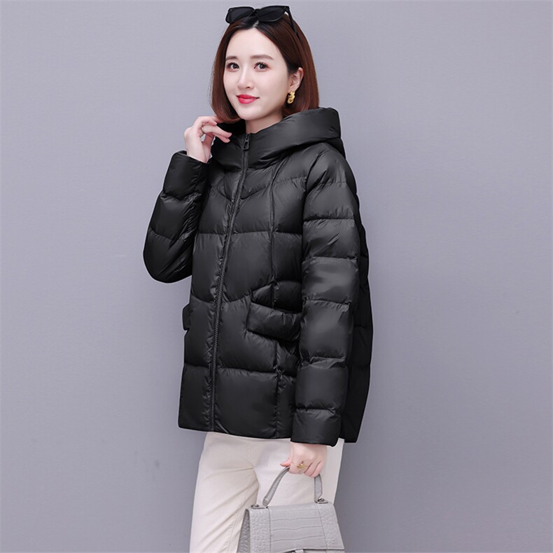 时尚保暖女士羽绒服大码宽松显瘦纯色外套冬季必备长袖棉衣,女装羽绒服,深妍伊美