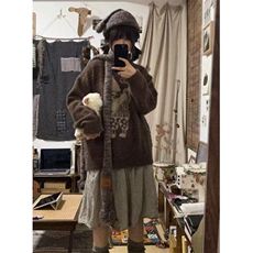 仿貂水貂绒毛衣女宽松慵懒秋冬加厚软糯针织套头外穿MA370，男装针织衫/毛衣，星座1116A（原606A-3）