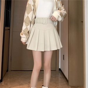 高腰A字灯芯绒短裙女秋冬新款防走光百褶裙减龄显瘦半身裙图片