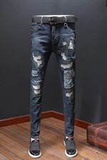 2021秋冬款潮男弹力牛仔裤微跨小脚裤QT6027-88010，男装牛仔裤，电商D218