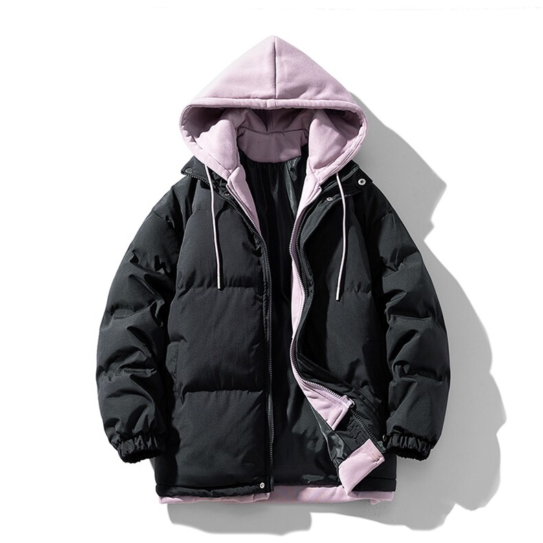 2025冬季新款假两件情侣款棉服大码宽松棉衣XZ102A-4-22091-95图片