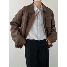 痞帅Pu皮衣小众双拉链垫肩皮夹克男机车服秋冬高街外套PW637，男装夹克，星座1116A（原606A-3）