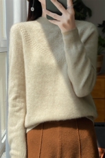 半高领毛衣女秋冬2024新款潮韩版宽松羊毛针织衫，女装羊毛衫，暖圣羊羊绒