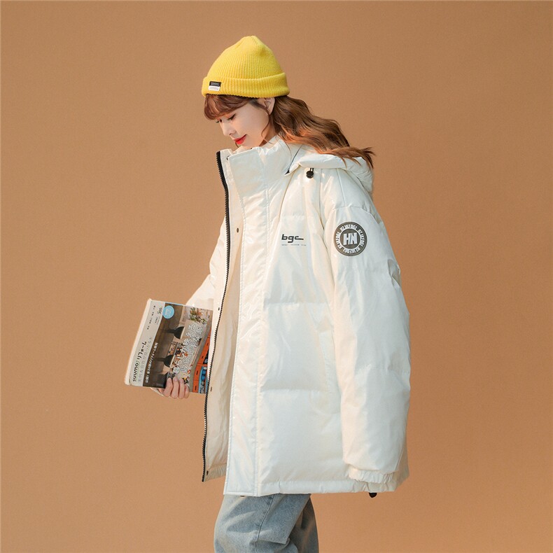 白鸭绒中性22冬季潮流亮面宽松保暖加厚连帽羽绒服YR100P255控298,男装羽绒服,A247A