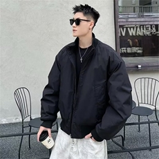美式短款廓形飞行夹克羽绒服男秋冬季立领工装棉衣外套夹棉棒球服，男装夹克，星座1001-1
