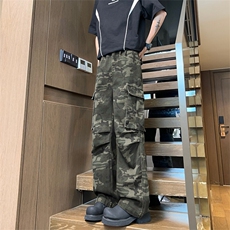 美式迷彩多口袋工装牛仔裤男春夏季潮牌修身显瘦cleanfit微喇裤子，男装牛仔裤，电商A102