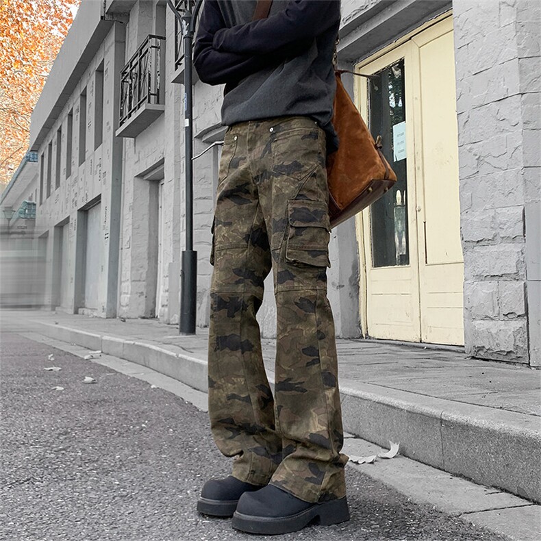 春季新款C6070-TP4578高街痞帅工装牛仔裤山系大口袋迷彩裤，男装牛仔裤，电商A102