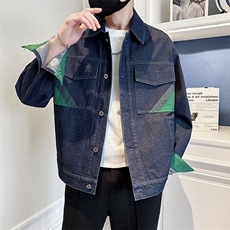 秋季轻熟抖音小伙牛仔撞色休闲夹克店主风A236-JK5098-P130，男装夹克，电商A236