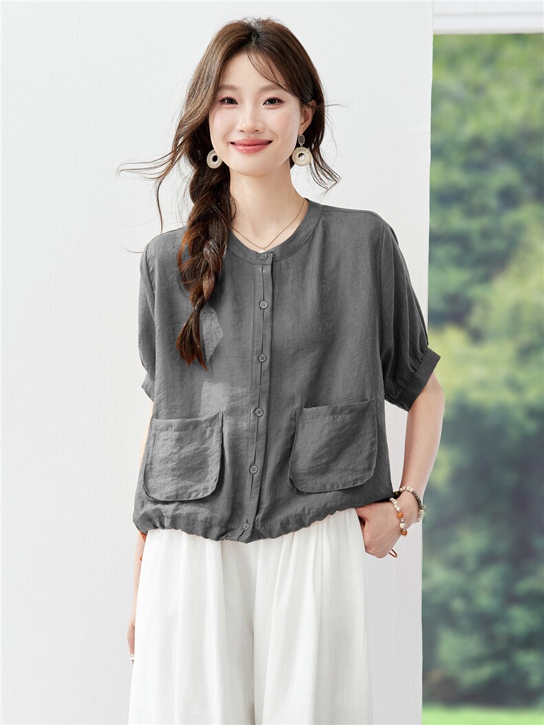 现货2026夏装新品亲肤透气凉爽女时尚衬衣,女装衬衫,木子恋