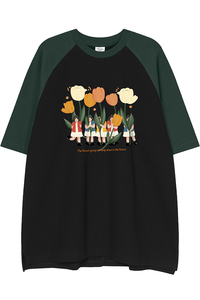 白底 23新款夏季白底宽松潮流圆领印花时尚短袖T恤DT6365P35控58图片