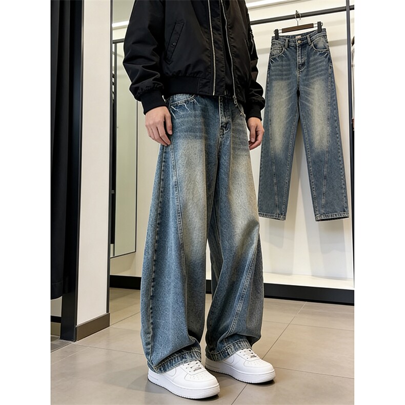 宽松直筒牛仔裤男生长裤A148-P45,男装牛仔裤,电商D312