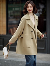 爆现货《2025秋冬新款中长款双面呢大衣轻奢时尚高级显瘦》，女装双面呢大衣，米莱