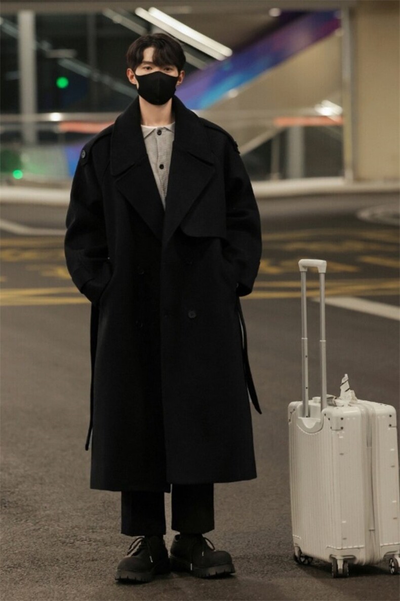 秋冬中长款毛呢大衣男女韩系高级感痞帅风衣外套812-F632-P128,男装风衣,星座812