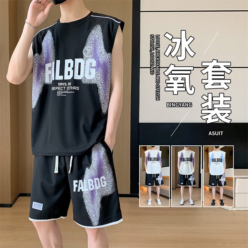 TZ801-P48夏印花无袖T恤上衣港风青少年男生套装学生短袖短裤,男装牛仔裤,星座507A（原星座306B-2）