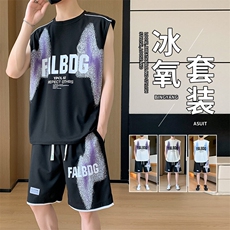 TZ801-P48夏印花无袖T恤上衣港风青少年男生套装学生短袖短裤，男装牛仔裤，星座507A（原星座306B-2）