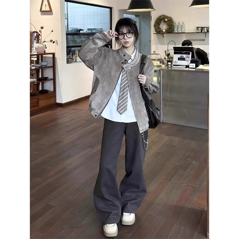 潮牌花卉刺绣外套男2025秋季新品翻领情侣复古百搭卫衣工装夹克,男装夹克,星座506A