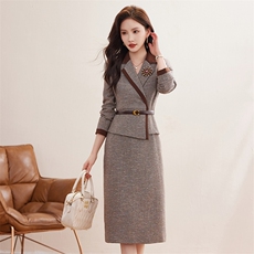 名媛气质有女人味连衣裙春秋2024年新款修身包臀裙洋气减龄高级感，女装连衣裙，布依丽人