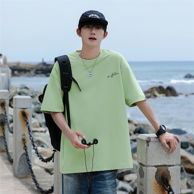 109-T888-P32M-6XL大码美式重磅刺绣短袖宽松T恤控49，男装T恤，星座109