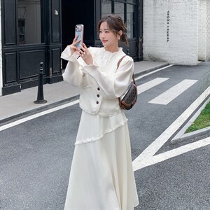 韩版流苏三件套马甲十衬衣十裙子三件套套裙2C267-119-P215-K305，女装套装/套裙，茵姿媚