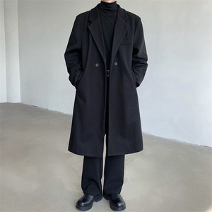 中长款毛呢大衣男2024新款春秋季棉外套高级感英伦风衣JK0251-P98图片