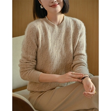 秋季新款时尚显瘦七针双线重工扭花羊毛衫，女装羊毛衫，宋氏羊绒