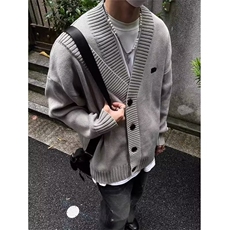 秋冬V领开衫毛衣外套男日系纯色休闲学生百搭痞帅针织衫YB14，男装针织衫/毛衣，星座1116A（原606A-3）