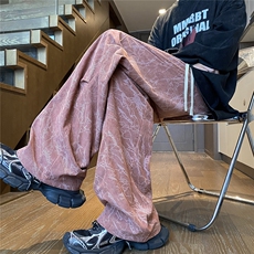 ins潮流闪电纹褶皱灯芯绒百搭宽松休闲裤B315-K24304-特p35控68，男装休闲裤，电商B315