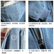 NM53224-P140牛仔外套男大码加厚加绒衣男羊羔毛服男网格，男装棉衣，电商A040A
