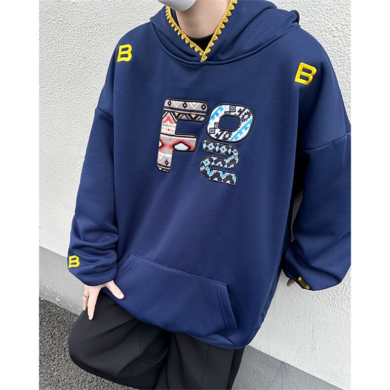加绒加厚冬款男连帽卫衣字母图案刺绣拼色保暖夹克外套WY130P55,男装夹克,星座1013-1
